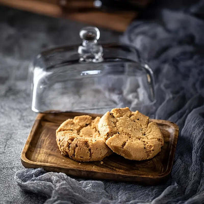 Wooden Butter Dish with Glass Lid – Elegant Tableware