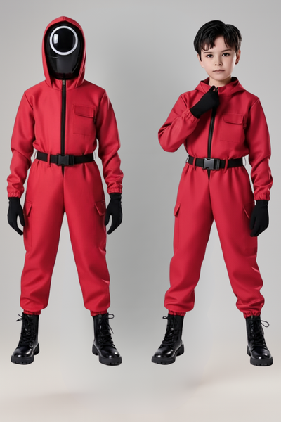 Kids Red Guard Halloween Costume with Mask and Gloves