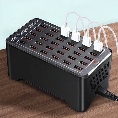 30-Port Multi USB Charging Station with Fast Charge