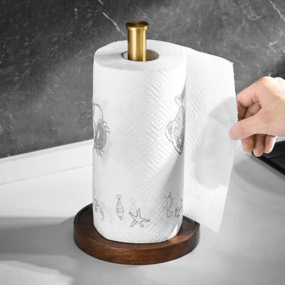 Walnut Wood Paper Towel Holder Stand