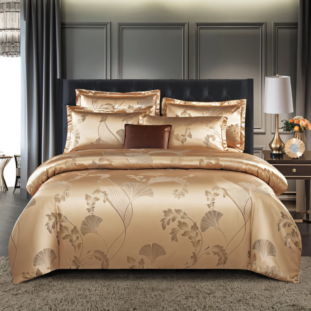 Satin Floral Bedding Set with Duvet Cover and Pillowcases
