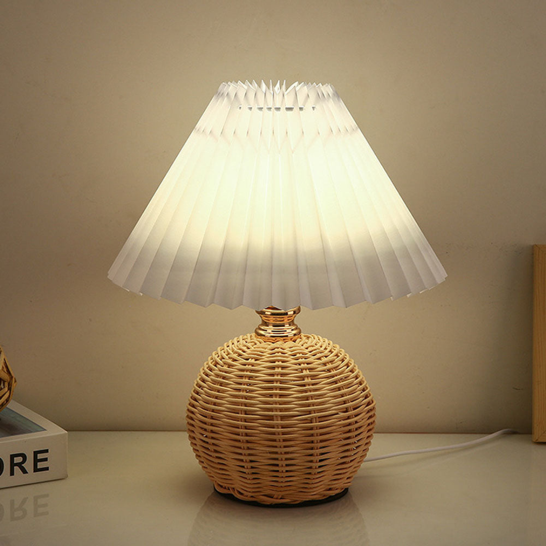 Modern Table Lamp with White Pleated Shade