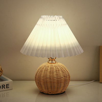 Modern Table Lamp with White Pleated Shade