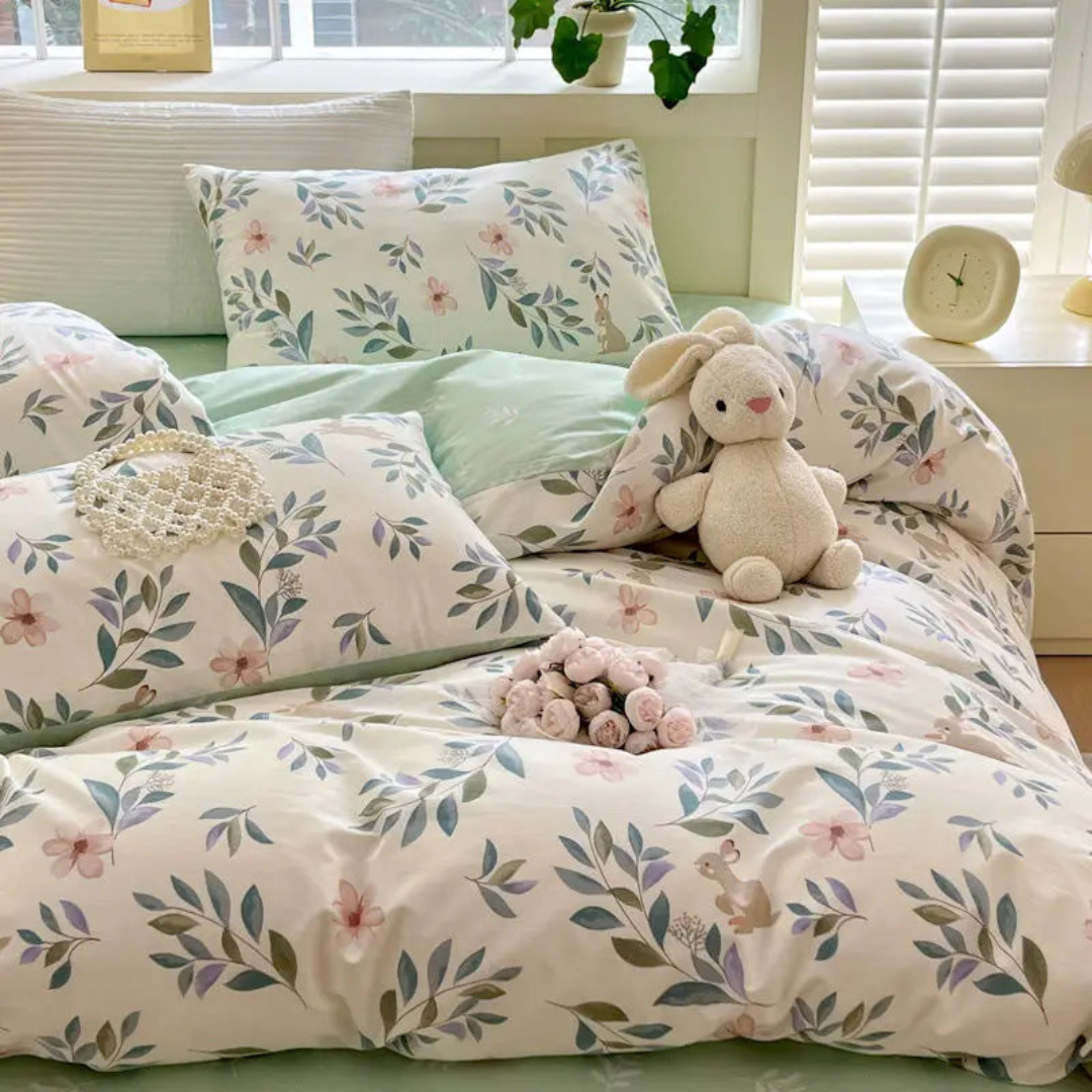 Soft Floral Comforter Cover for Elegant Bedroom Decor