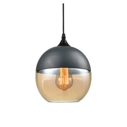 Hand-Blown Glass & Wood Pendant Light Adjustable