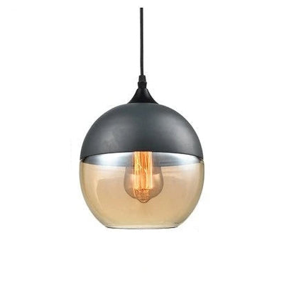 Hand-Blown Glass & Wood Pendant Light Adjustable