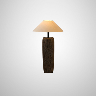 Japanese Pottery Floor Lamp with Fabric Shade