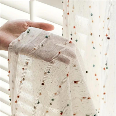 Sugar Bean Rainbow Embroidered Tulle Curtain Panel