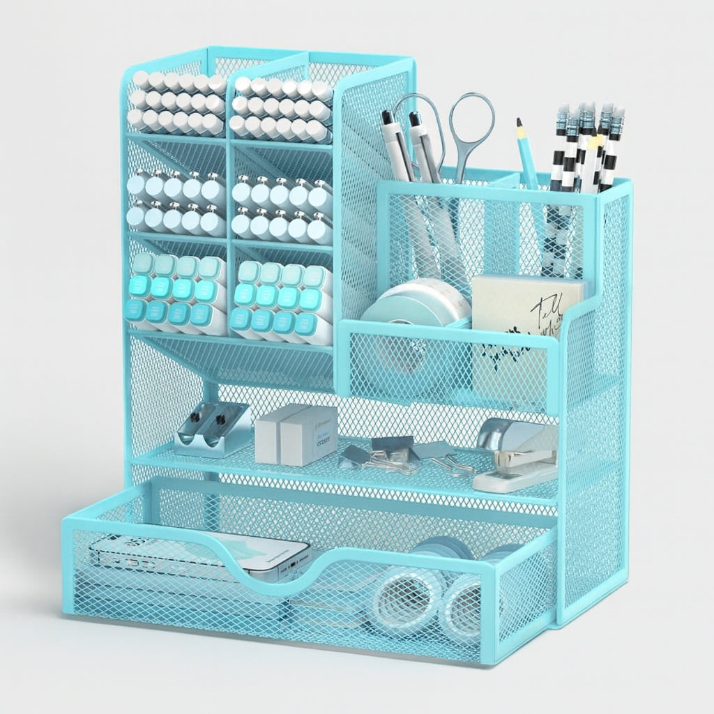 Metal Desk Organizer with Compartments for Office Supplies
