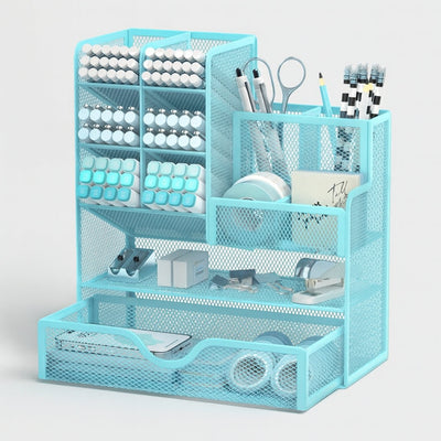 Metal Desk Organizer with Compartments for Office Supplies