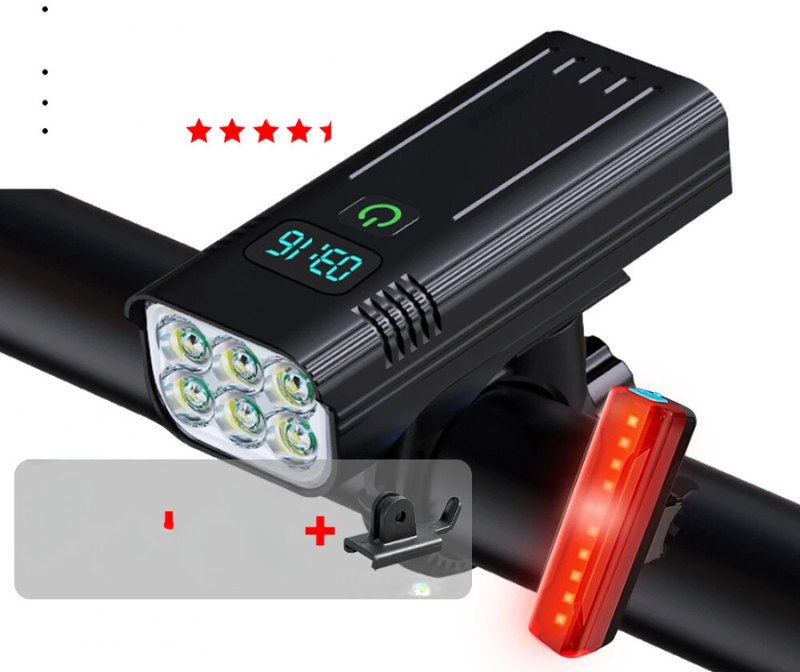 5000 Lumen USB Rechargeable Bike Light with Mounts