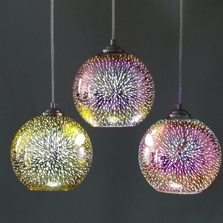 Modern 3D Firework Glass Dome Pendant Light