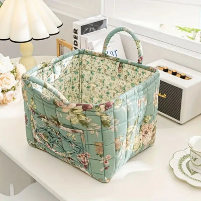 Floral Canvas Storage Basket for Home Organization