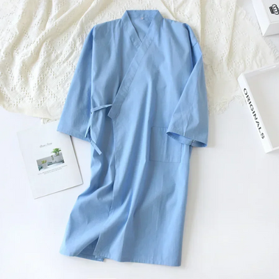 Men’s Cotton Kimono Nightgown Sleepwear with Belt 2024