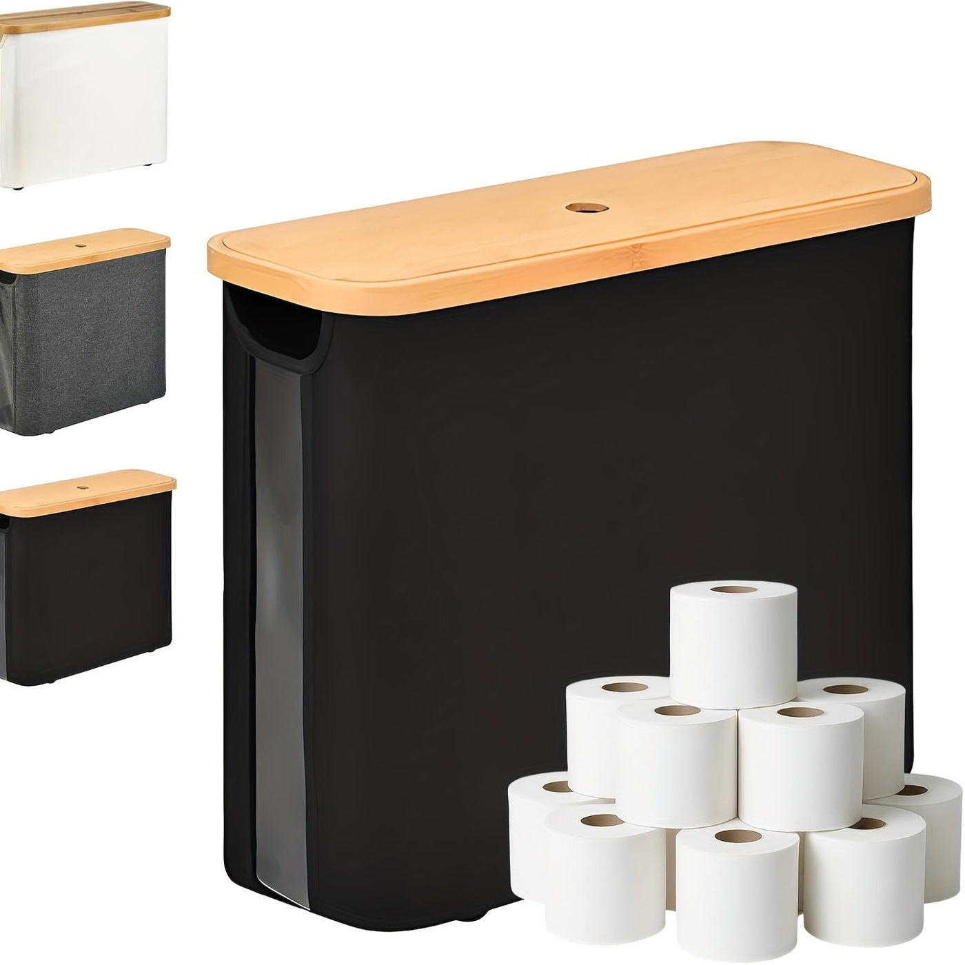 Toilet Paper Holder with Lid Storage Basket for 12 Rolls