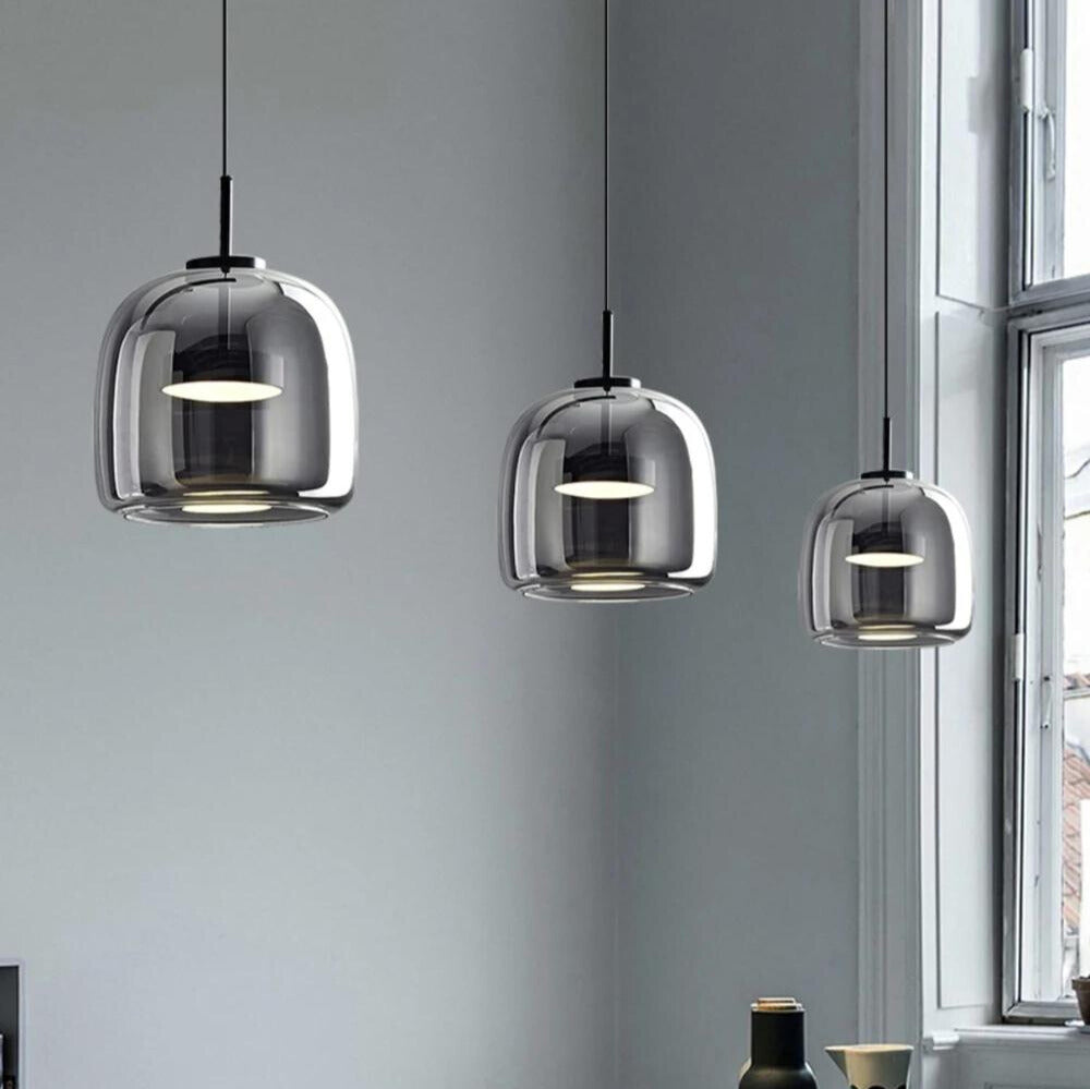 Nordic Black Glass Pendant Light with LED