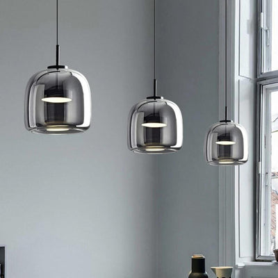 Nordic Black Glass Pendant Light with LED