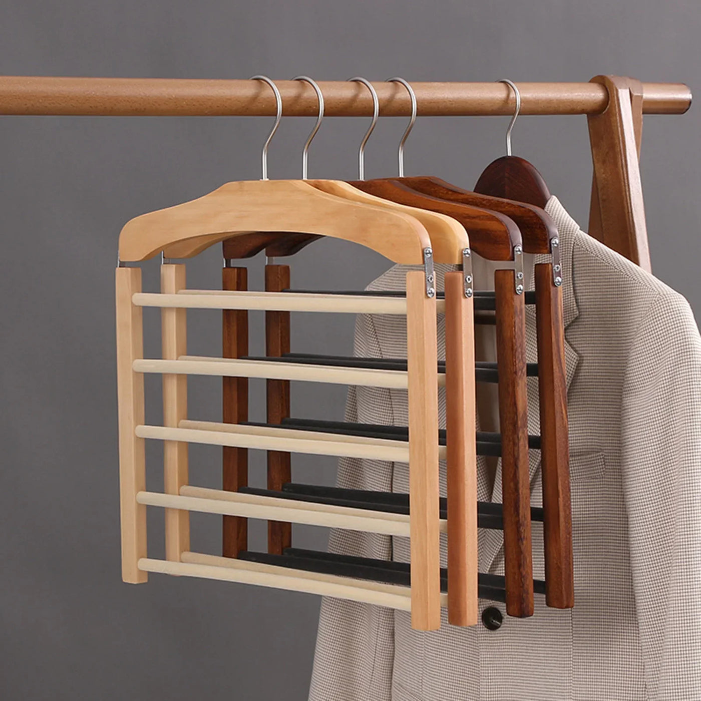 Multi-Bar Wooden Clothes Hanger with Premium Finish