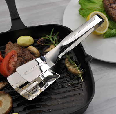 Stainless Steel Double-Sided Cooking Spatula Clamp Tool