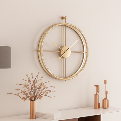 Vermilion Modern Wall Clock – Silent Quartz, Minimalist Design, 55/60 cm, Black/Gray