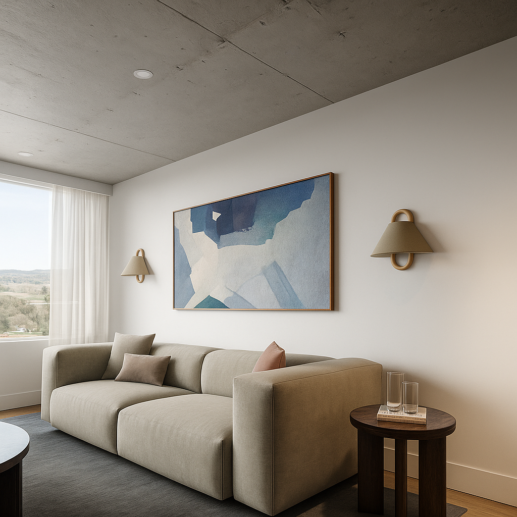 Wooden Wall Lamp with Fabric Shade – Warm Light