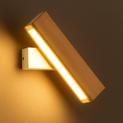 Minimalist Wooden LED Wall Lamp with Adjustable Arm