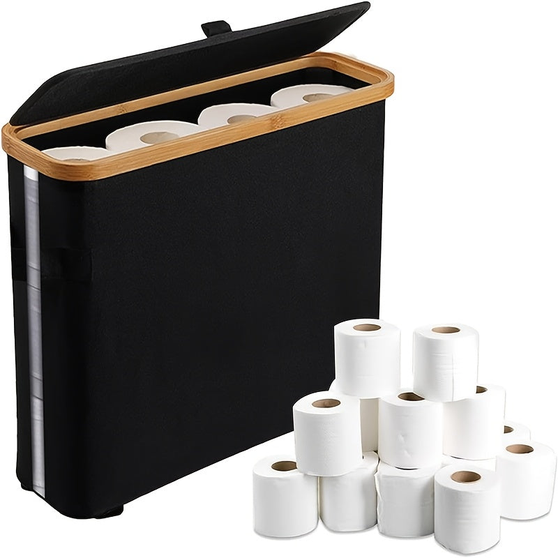 Toilet Paper Holder with Lid Storage Basket for 12 Rolls