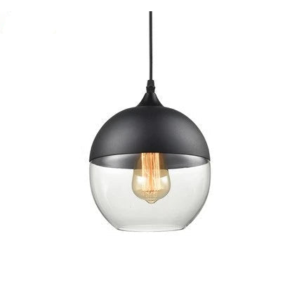 Hand-Blown Glass & Wood Pendant Light Adjustable