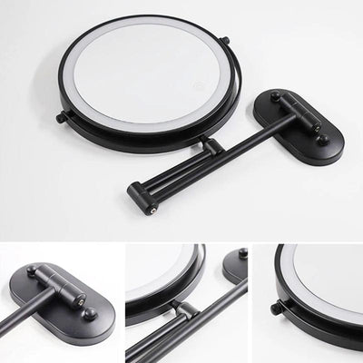 Black LED Rechargeable Makeup Mirror – 3-Color Light