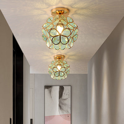Flowers Style Glass Hallway Ceiling Light