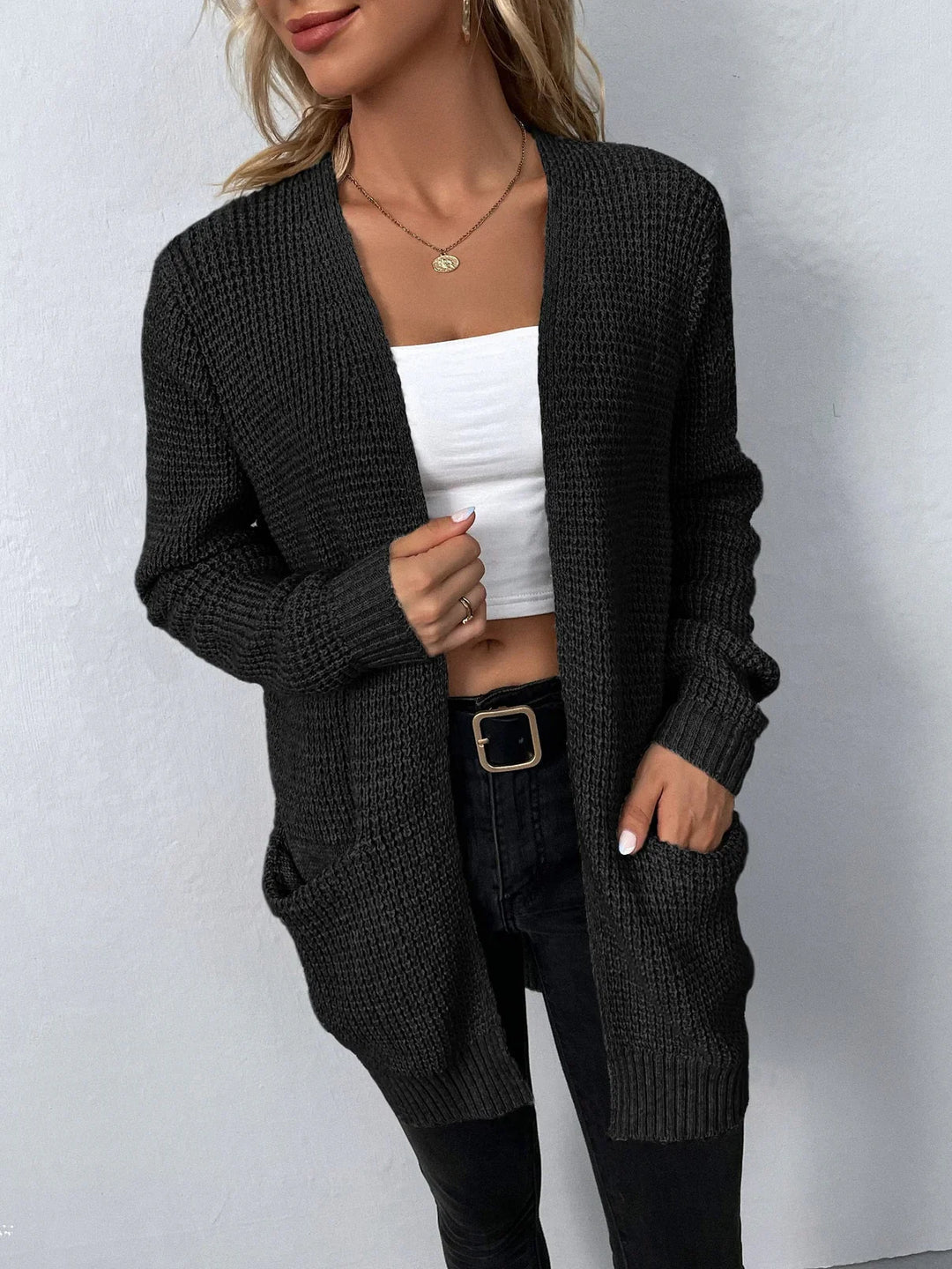 Long Women’s Winter Cardigan with Pockets