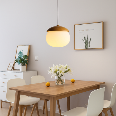 Nordic Wood Glass Pendant Light – Modern Design