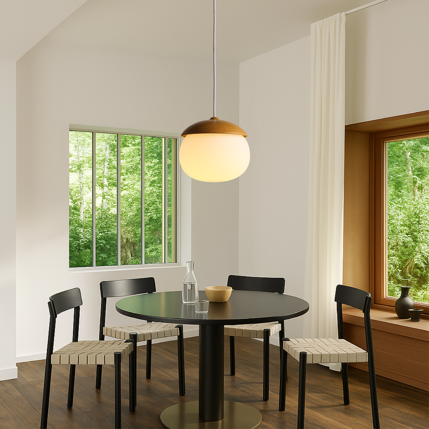 Nordic Wood Glass Pendant Light – Modern Design
