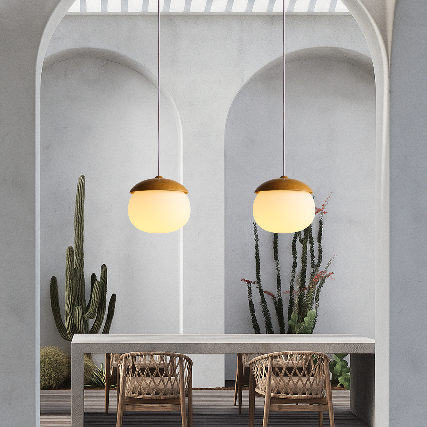 Nordic Wood Glass Pendant Light – Modern Design