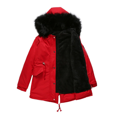 Women’s Winter Parka Jacket with Snap Button Closure