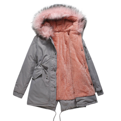 Women’s Winter Parka Jacket with Snap Button Closure