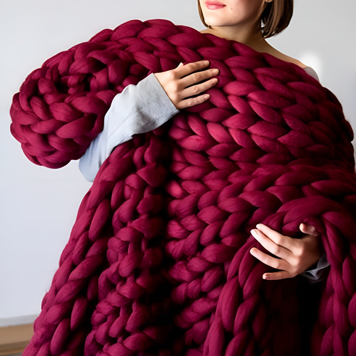 Chunky Knit Throw Blanket for Couch or Bed