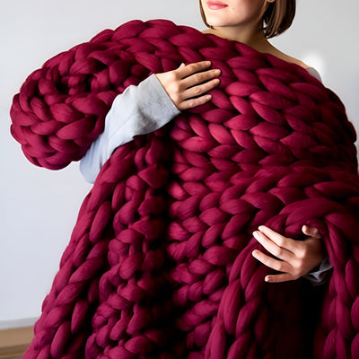 Chunky Knit Throw Blanket for Couch or Bed