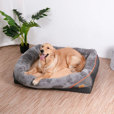 Large Orthopedic Dog Bed with Washable Cover – Gray