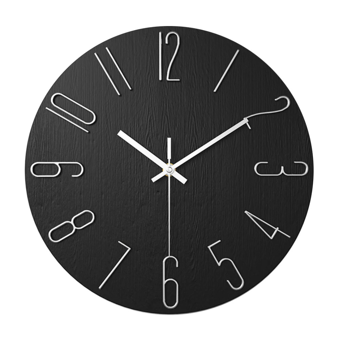 Modern Black Wall Clock | 30 cm Silent Minimalist Design
