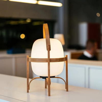 Vintage Glass Lantern Table Lamp – Dimmable