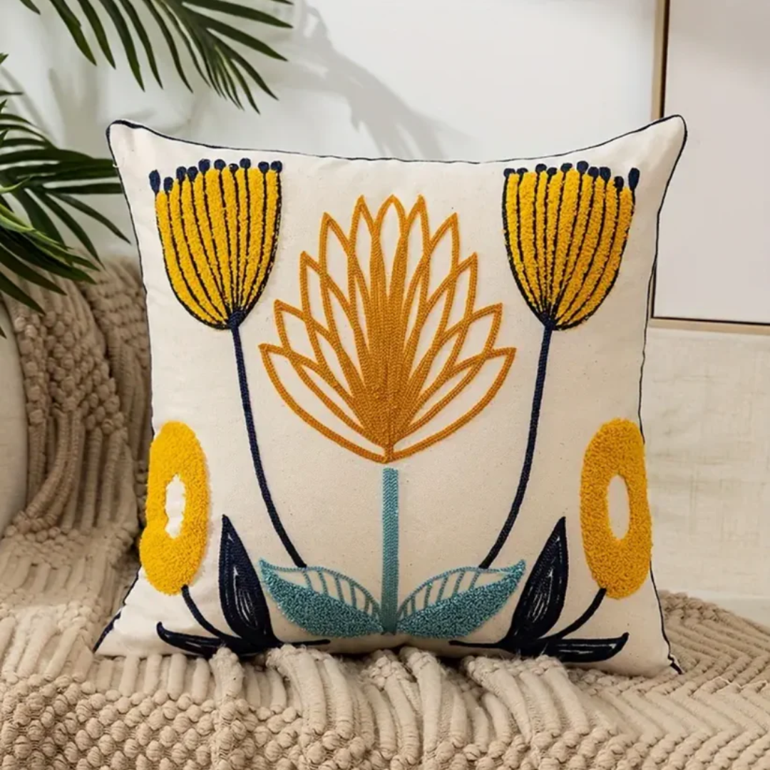 Floral Throw Pillow 45x45 cm Cotton Polyester
