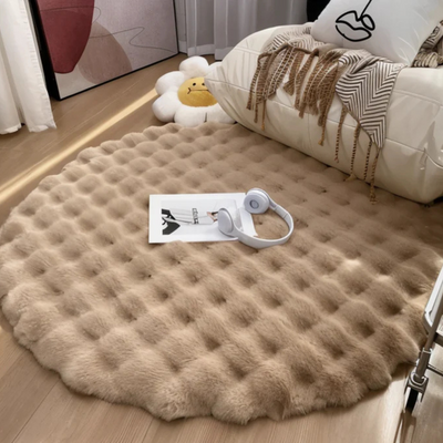 Round Fleece Rug 90x90 cm Soft Anti-Slip