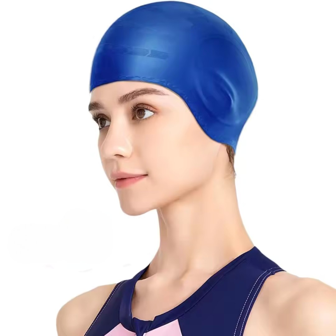 Silicone Swim Cap with Ear Protection for Long Hair