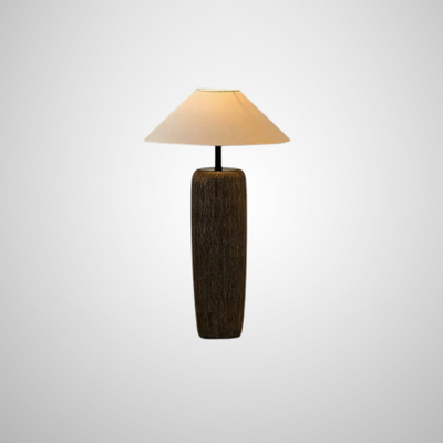 Japanese Pottery Floor Lamp with Fabric Shade