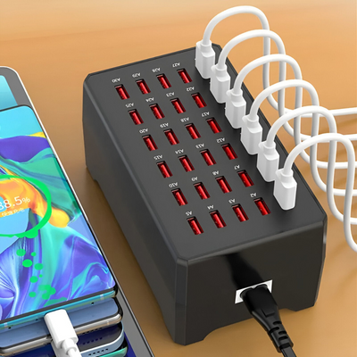 30-Port Multi USB Charging Station with Fast Charge