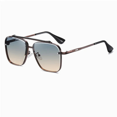 Men’s Gradient Lens Sunglasses with Large Metal Frame