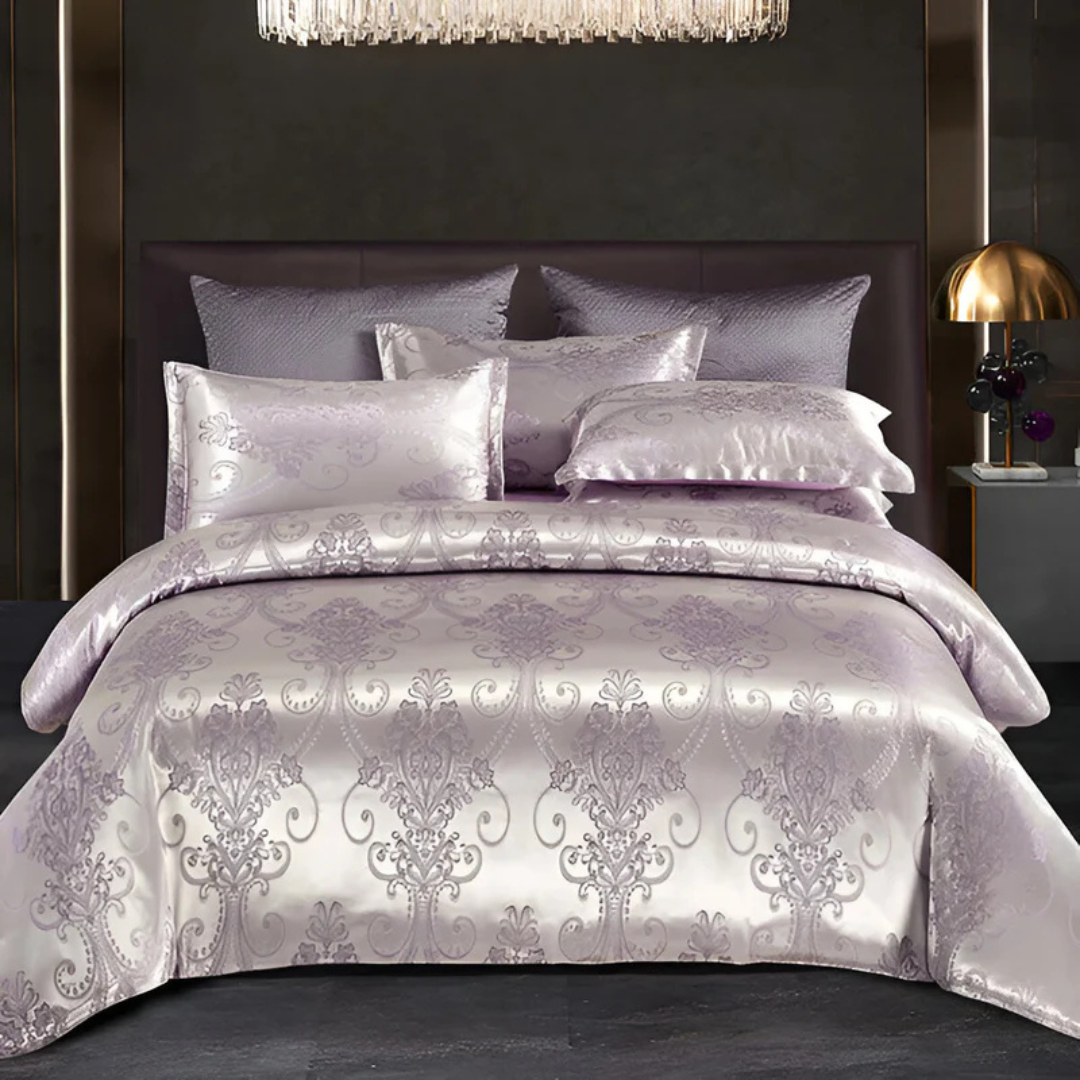 Satin Floral Bedding Set with Duvet Cover and Pillowcases