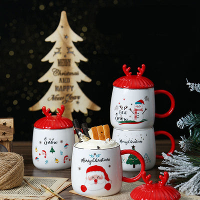 Christmas Ceramic Mug with Festive Lid