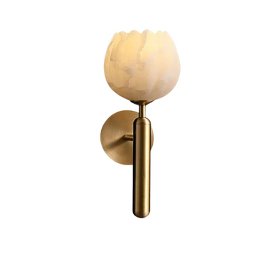 Modern LED Marble Wall Lamp with Copper Accents